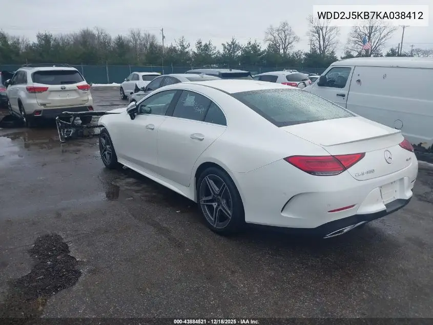 2019 Mercedes-Benz Cls 450 4Matic VIN: WDD2J5KB7KA038412 Lot: 43884521