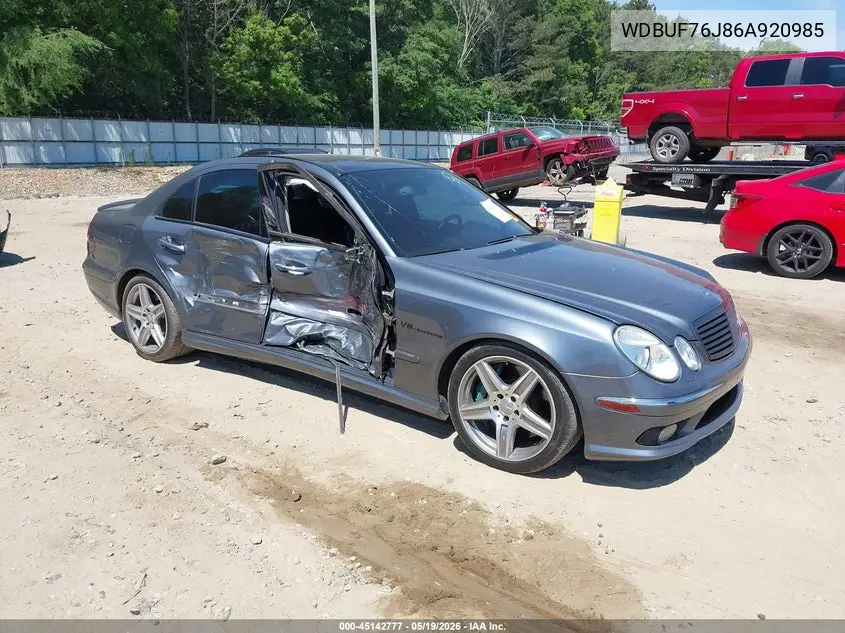 2006 Mercedes-Benz E 55 Amg VIN: WDBUF76J86A920985 Lot: 45142777