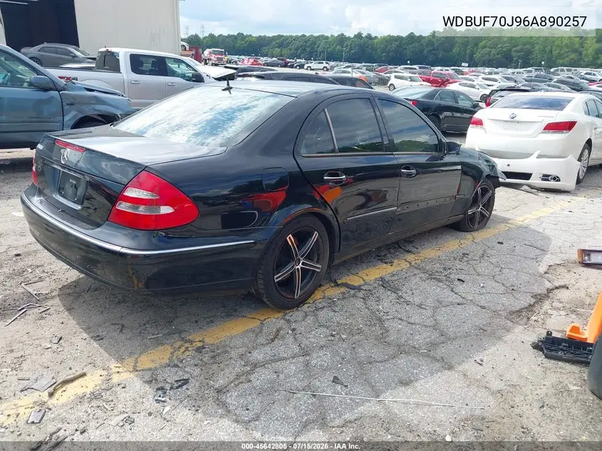 2006 Mercedes-Benz E 500 VIN: WDBUF70J96A890257 Lot: 45642805