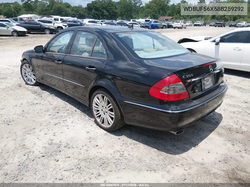 2008 Mercedes-Benz E 350 VIN: WDBUF56X58B259292 Lot: 45651070