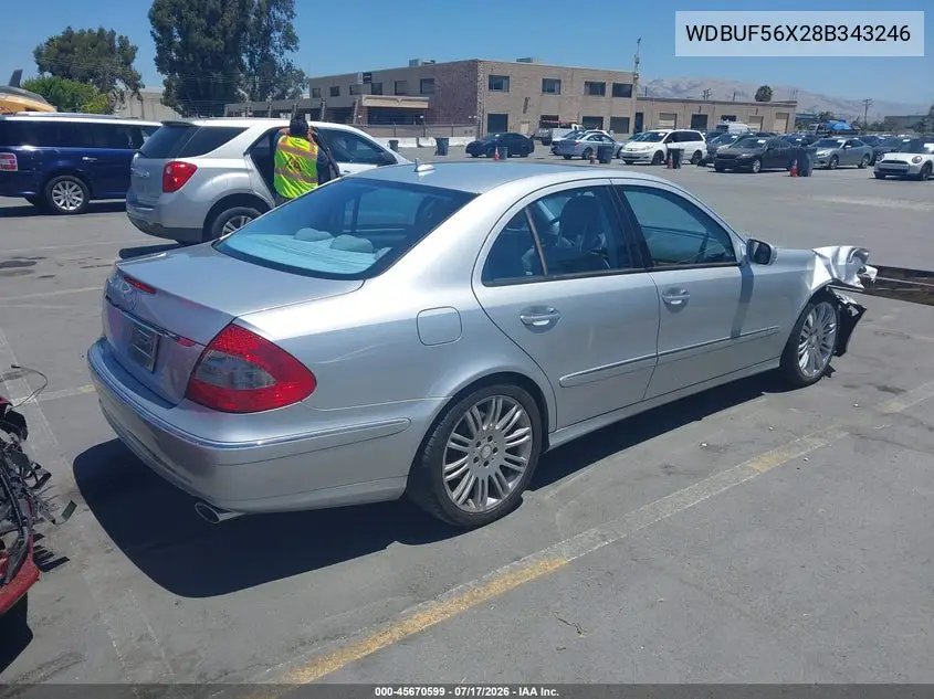 2008 Mercedes-Benz E 350 VIN: WDBUF56X28B343246 Lot: 45670599