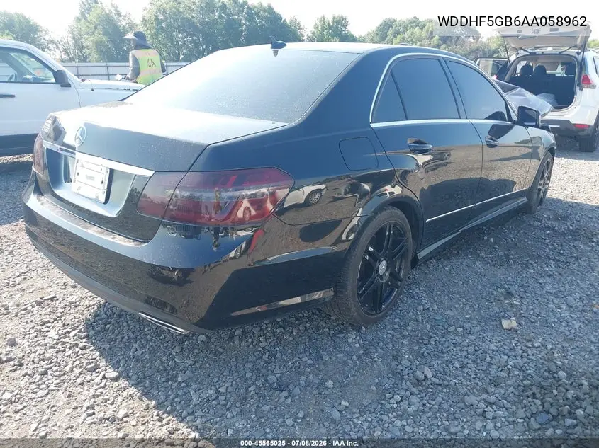 2010 Mercedes-Benz E 350 VIN: WDDHF5GB6AA058962 Lot: 45565025