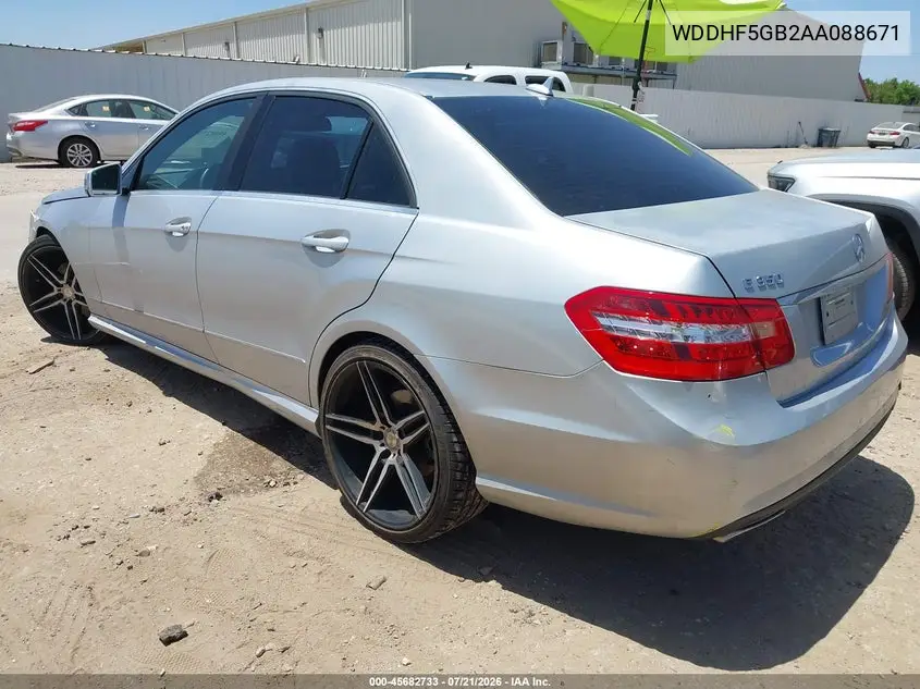 2010 Mercedes-Benz E 350 VIN: WDDHF5GB2AA088671 Lot: 45682733