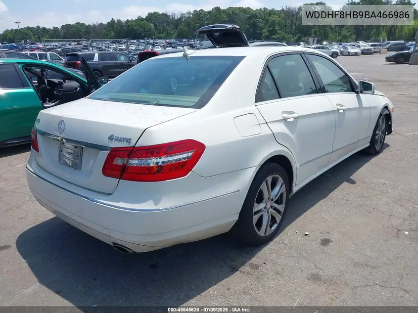 2011 Mercedes-Benz E 350 4Matic VIN: WDDHF8HB9BA466986 Lot: 45545628
