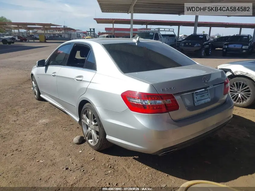 2012 Mercedes-Benz E 350 VIN: WDDHF5KB4CA584582 Lot: 45673993