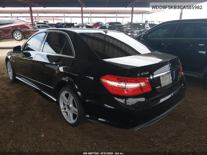 2012 Mercedes E 350 VIN: WDD8F5KB3CA585982 Lot: 45677342