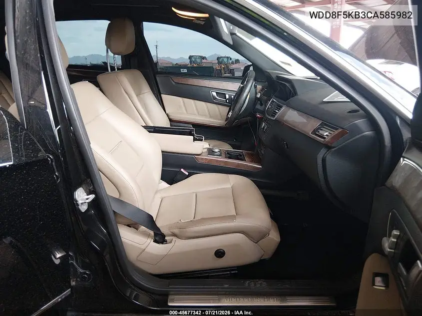 2012 Mercedes E 350 VIN: WDD8F5KB3CA585982 Lot: 45677342