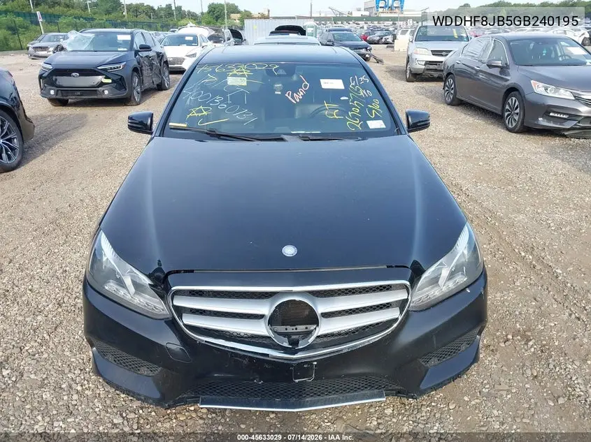 2016 Mercedes-Benz E 350 4Matic VIN: WDDHF8JB5GB240195 Lot: 45633029