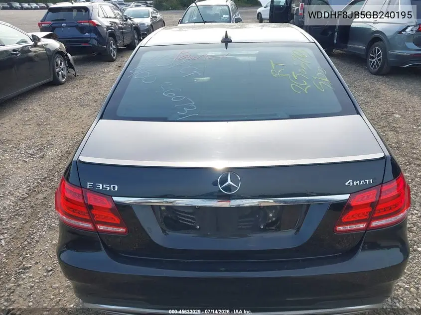 2016 Mercedes-Benz E 350 4Matic VIN: WDDHF8JB5GB240195 Lot: 45633029