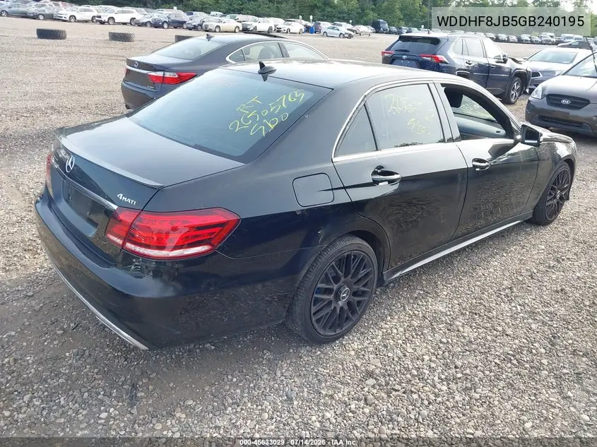 2016 Mercedes-Benz E 350 4Matic VIN: WDDHF8JB5GB240195 Lot: 45633029