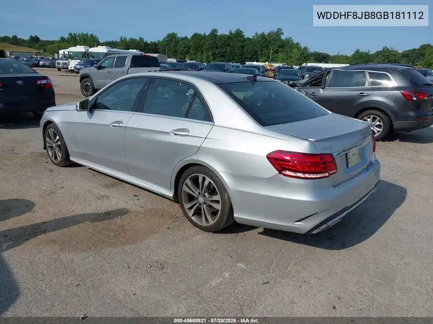 2016 Mercedes-Benz E 350 4Matic VIN: WDDHF8JB8GB181112 Lot: 45668921