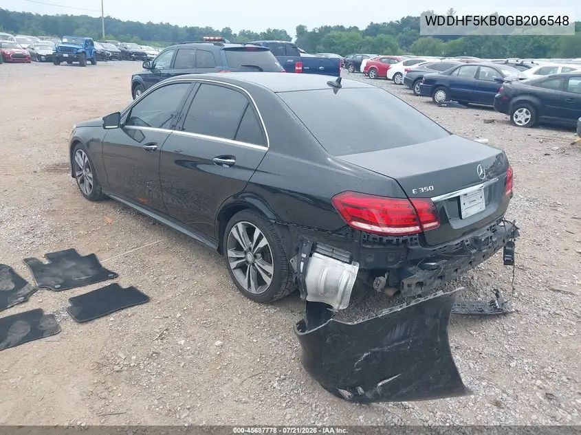 2016 Mercedes-Benz E 350 VIN: WDDHF5KB0GB206548 Lot: 45687778