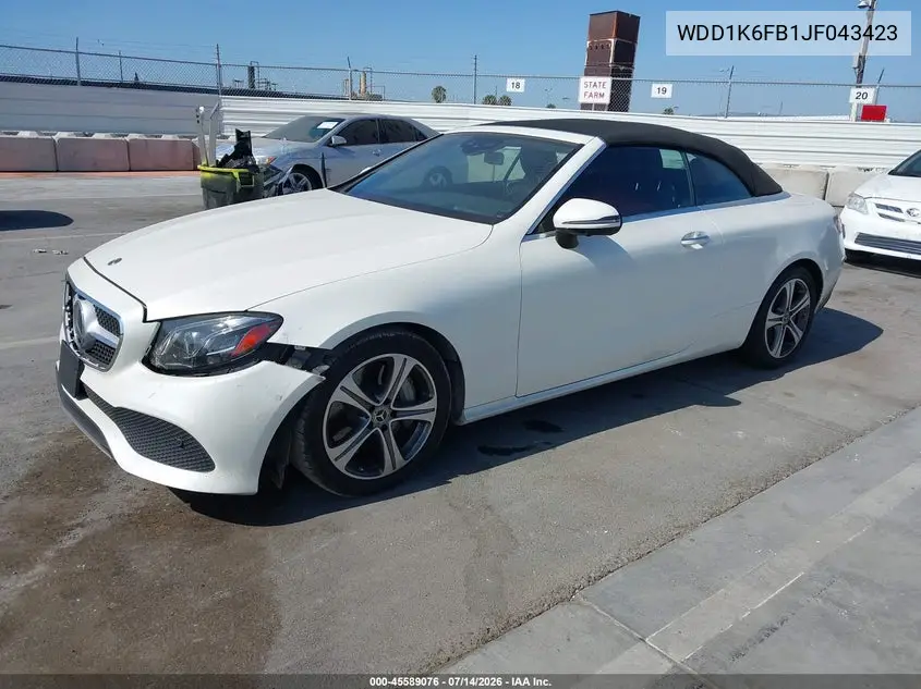 2018 Mercedes-Benz E 400 VIN: WDD1K6FB1JF043423 Lot: 45589076