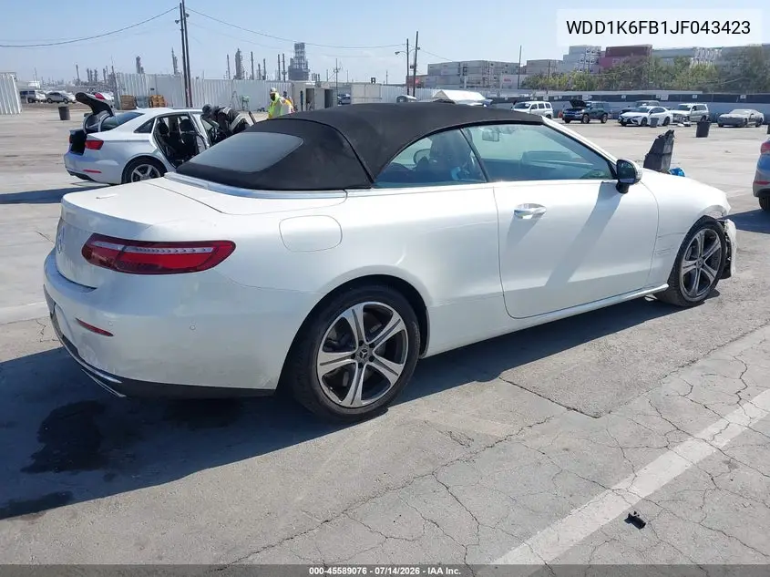 2018 Mercedes-Benz E 400 VIN: WDD1K6FB1JF043423 Lot: 45589076