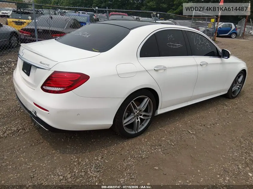 2019 Mercedes-Benz E 300 4Matic VIN: WDDZF4KB1KA614487 Lot: 45623747