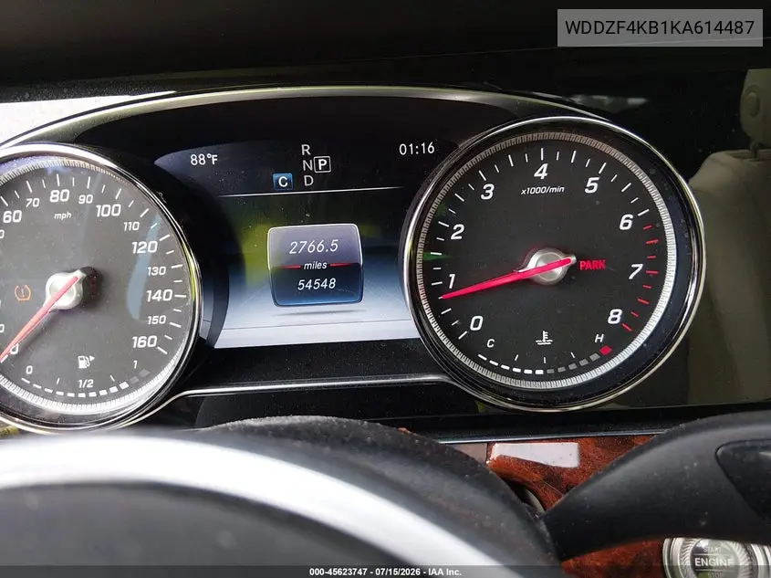 2019 Mercedes-Benz E 300 4Matic VIN: WDDZF4KB1KA614487 Lot: 45623747