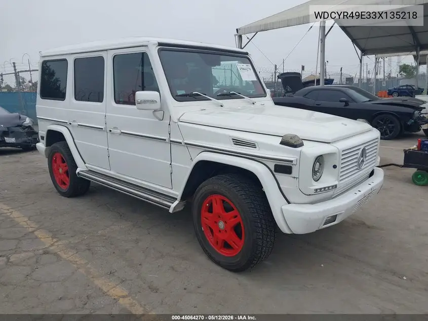 2003 Mercedes-Benz G 500 VIN: WDCYR49E33X135218 Lot: 45064270