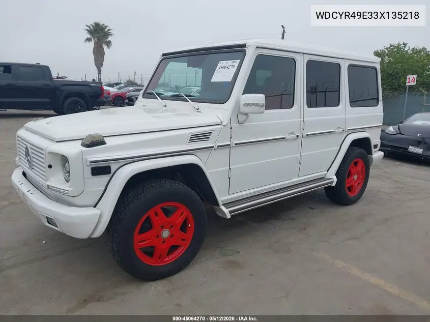 2003 Mercedes-Benz G 500 VIN: WDCYR49E33X135218 Lot: 45064270