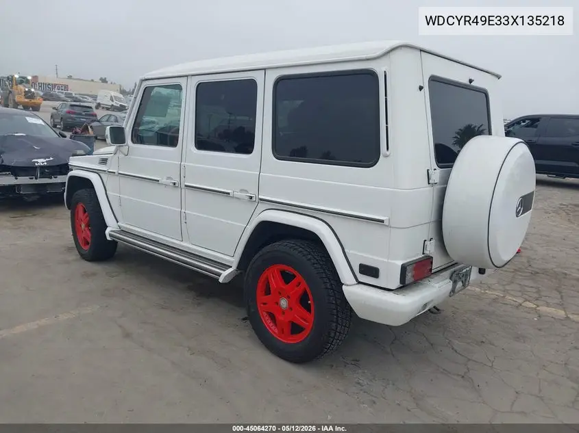 2003 Mercedes-Benz G 500 VIN: WDCYR49E33X135218 Lot: 45064270
