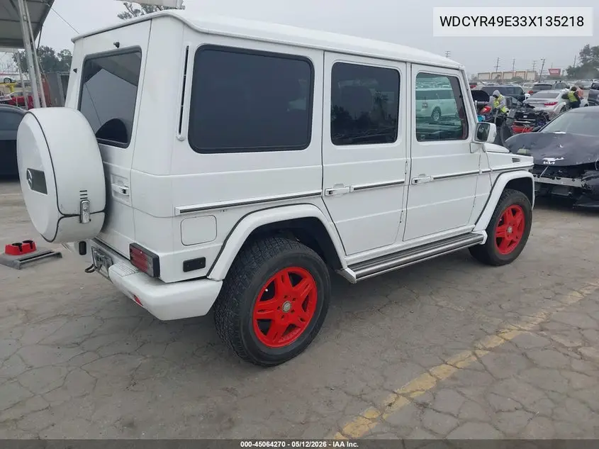 2003 Mercedes-Benz G 500 VIN: WDCYR49E33X135218 Lot: 45064270