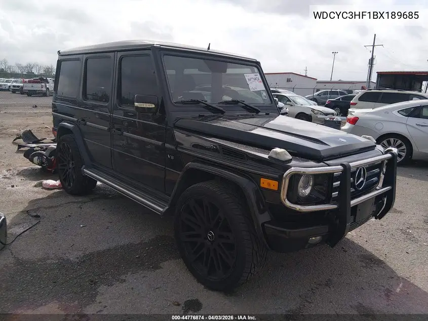 2011 Mercedes-Benz G 550 4Matic VIN: WDCYC3HF1BX189685 Lot: 44776874