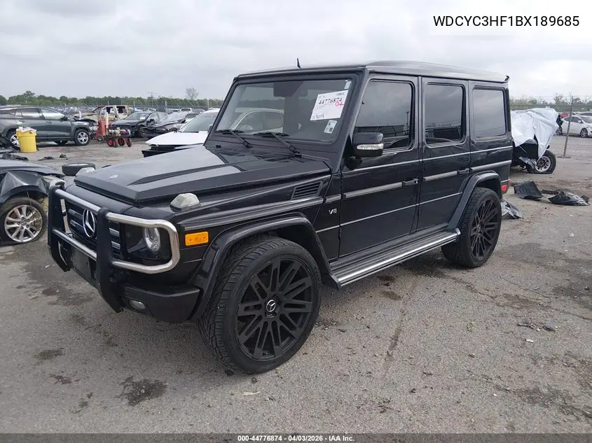 2011 Mercedes-Benz G 550 4Matic VIN: WDCYC3HF1BX189685 Lot: 44776874
