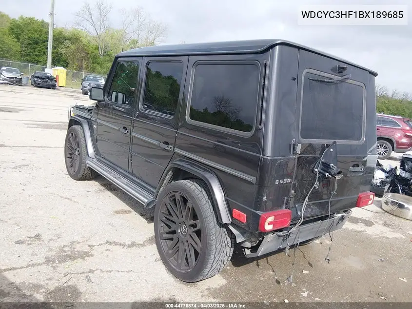 2011 Mercedes-Benz G 550 4Matic VIN: WDCYC3HF1BX189685 Lot: 44776874