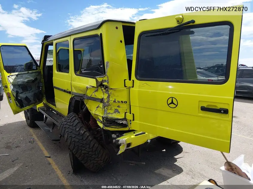 2017 Mercedes-Benz G 550 4X4 Squared VIN: WDCYC5FF7HX272870 Lot: 45534522