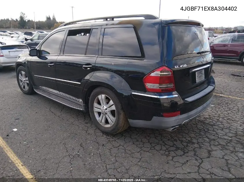 4JGBF71EX8A304402 2008 Mercedes-Benz Gl 450 4Matic