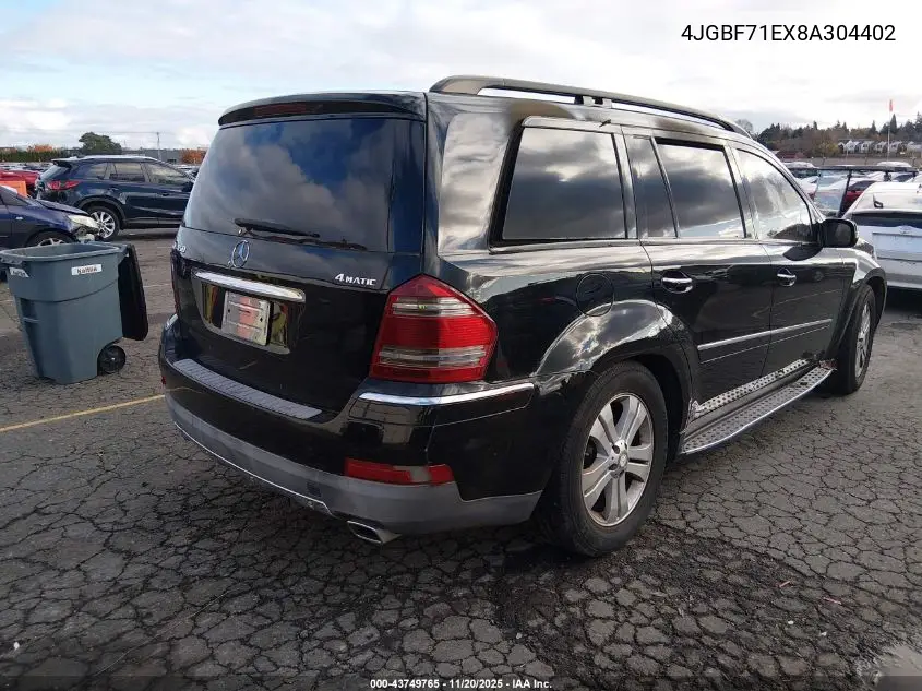 4JGBF71EX8A304402 2008 Mercedes-Benz Gl 450 4Matic