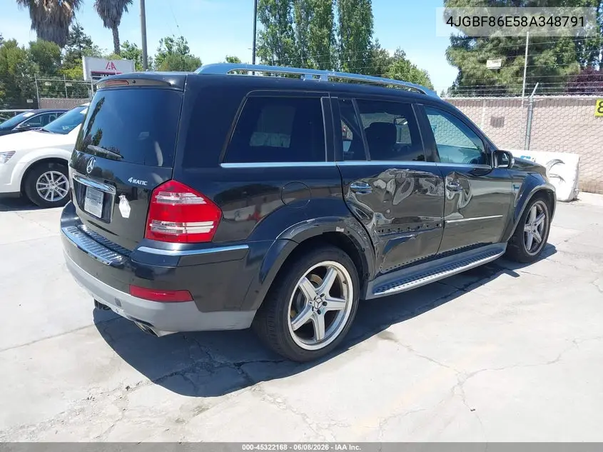 2008 Mercedes-Benz Gl 550 4Matic VIN: 4JGBF86E58A348791 Lot: 45322168