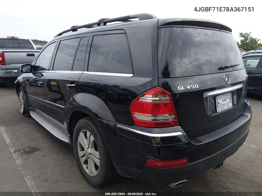 2008 Mercedes-Benz Gl-Class 4.6L VIN: 4JGBF71E78A367151 Lot: 45512804