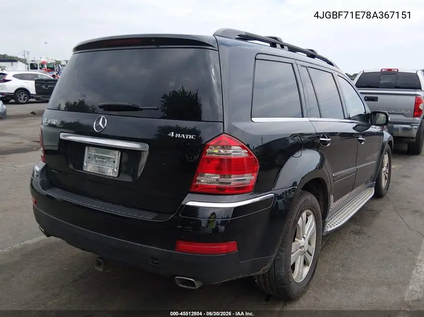 2008 Mercedes-Benz Gl-Class 4.6L VIN: 4JGBF71E78A367151 Lot: 45512804