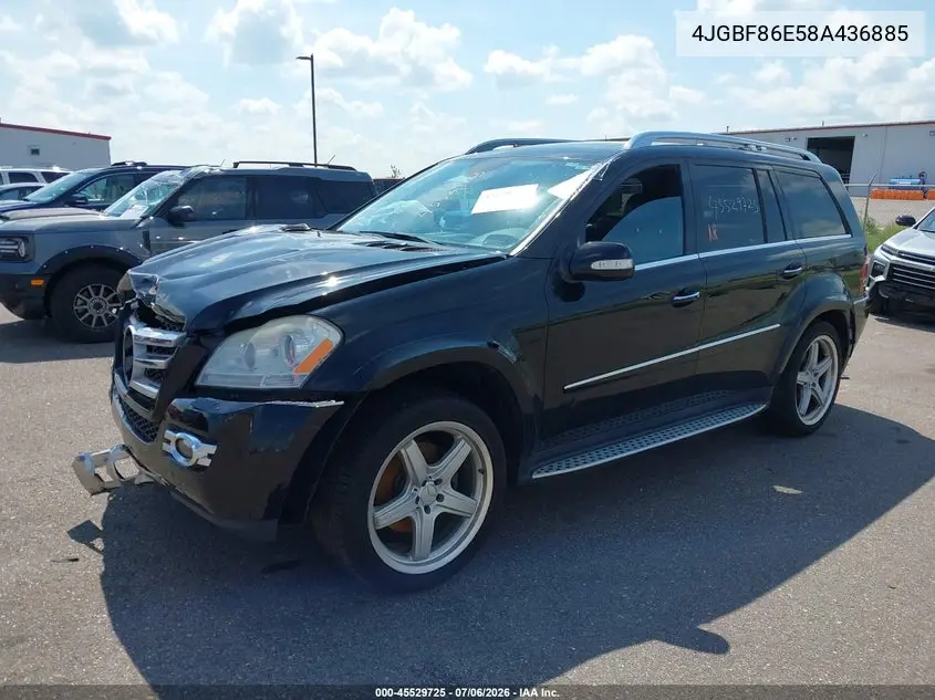 2008 Mercedes-Benz Gl 550 4Matic VIN: 4JGBF86E58A436885 Lot: 45529725