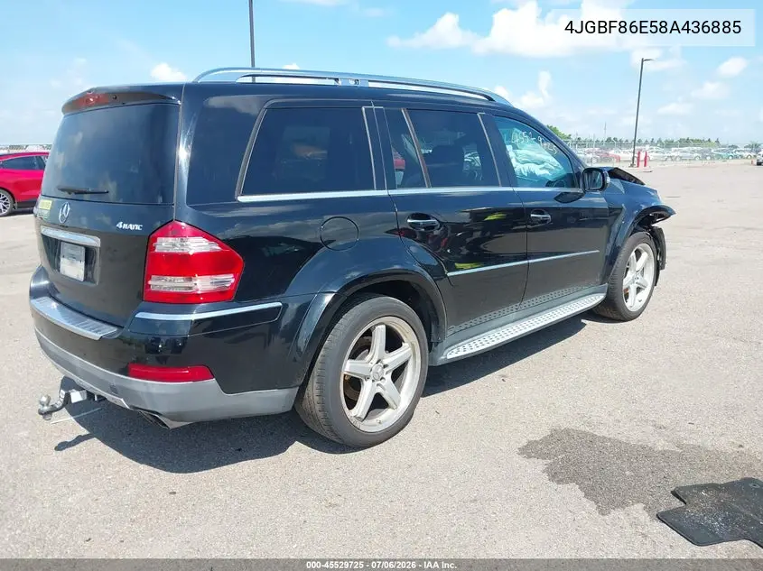 2008 Mercedes-Benz Gl 550 4Matic VIN: 4JGBF86E58A436885 Lot: 45529725