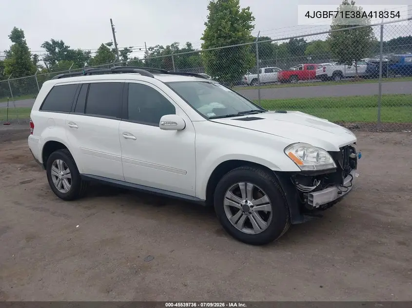 2008 Mercedes-Benz Gl-Class 4.6L VIN: 4JGBF71E38A418354 Lot: 45539736