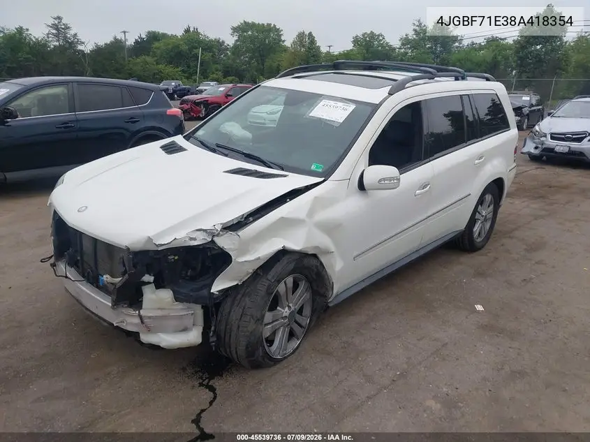 2008 Mercedes-Benz Gl-Class 4.6L VIN: 4JGBF71E38A418354 Lot: 45539736
