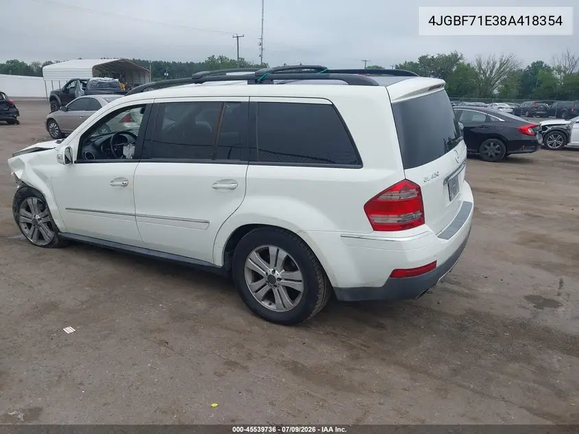 2008 Mercedes-Benz Gl-Class 4.6L VIN: 4JGBF71E38A418354 Lot: 45539736
