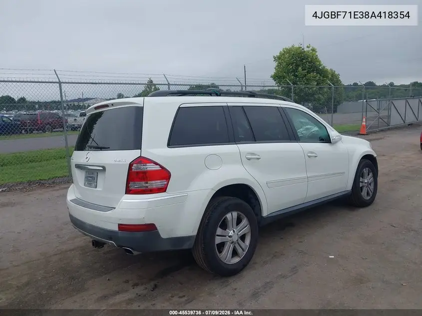 2008 Mercedes-Benz Gl-Class 4.6L VIN: 4JGBF71E38A418354 Lot: 45539736
