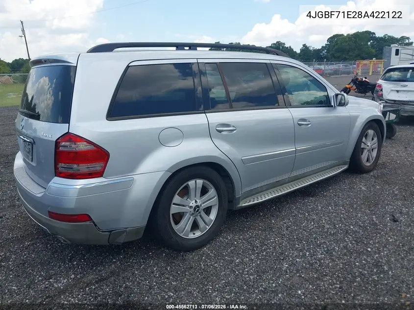 2008 Mercedes-Benz Gl-Class 4.6L VIN: 4JGBF71E28A422122 Lot: 45562713