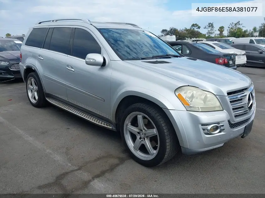 2008 Mercedes-Benz Gl 550 4Matic VIN: 4JGBF86E58A381077 Lot: 45676538