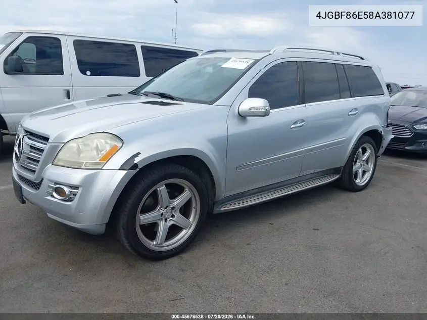 2008 Mercedes-Benz Gl 550 4Matic VIN: 4JGBF86E58A381077 Lot: 45676538