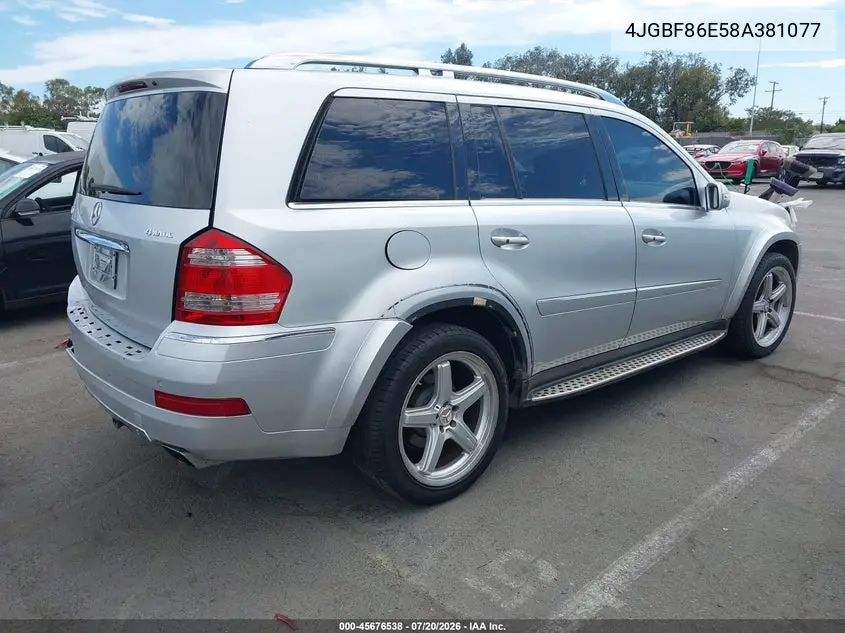 2008 Mercedes-Benz Gl 550 4Matic VIN: 4JGBF86E58A381077 Lot: 45676538
