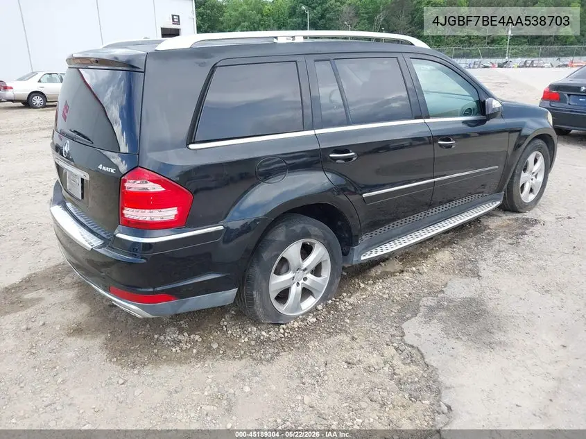 2010 Mercedes-Benz Gl 450 4Matic VIN: 4JGBF7BE4AA538703 Lot: 45189304