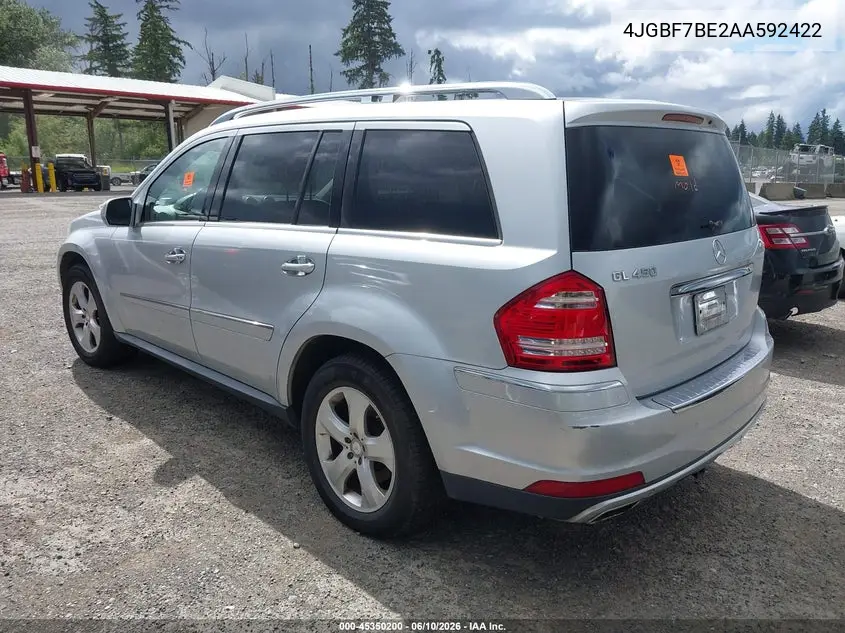 2010 Mercedes-Benz Gl 450 4Matic VIN: 4JGBF7BE2AA592422 Lot: 45350200