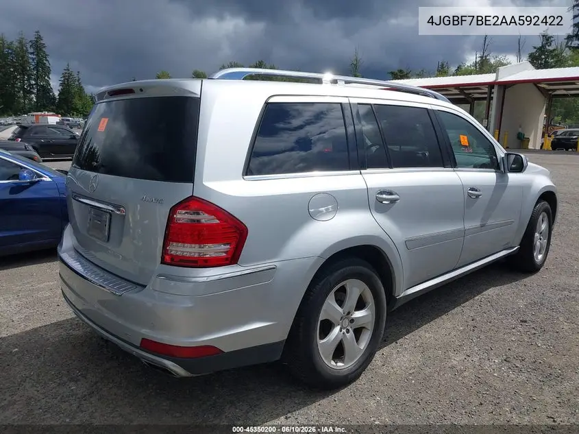 2010 Mercedes-Benz Gl 450 4Matic VIN: 4JGBF7BE2AA592422 Lot: 45350200