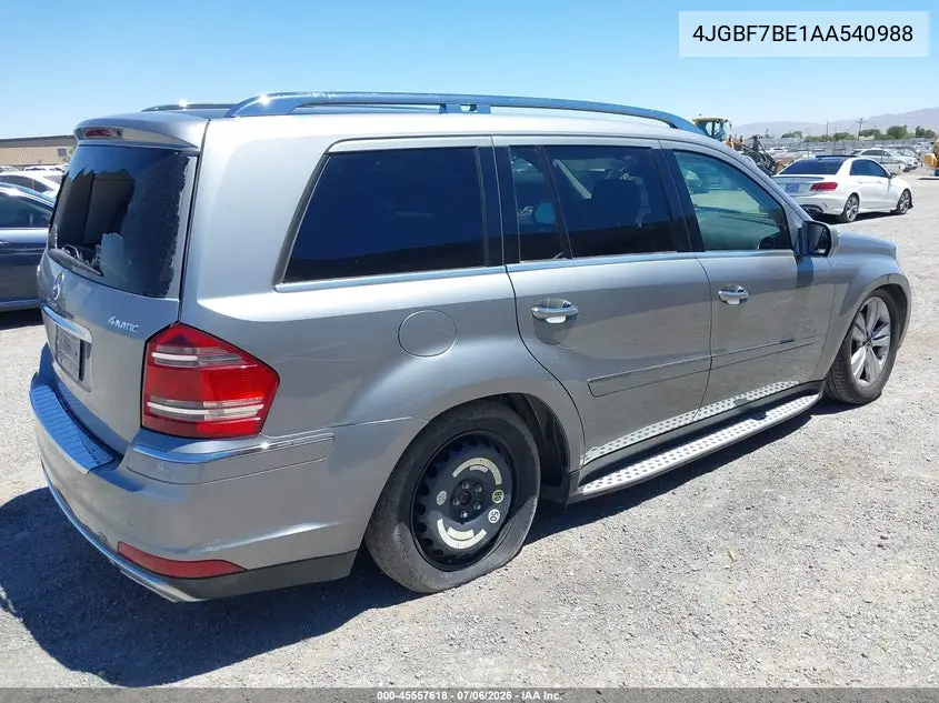 2010 Mercedes-Benz Gl 450 4Matic VIN: 4JGBF7BE1AA540988 Lot: 45557618