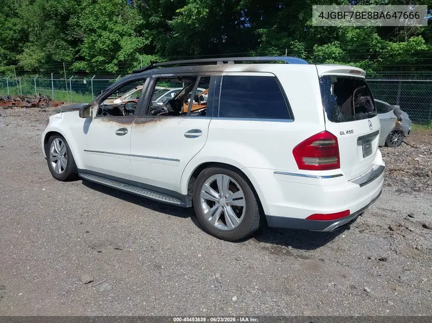 2011 Mercedes-Benz Gl 450 4Matic VIN: 4JGBF7BE8BA647666 Lot: 45453639
