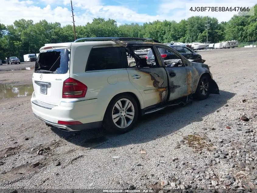 2011 Mercedes-Benz Gl 450 4Matic VIN: 4JGBF7BE8BA647666 Lot: 45453639