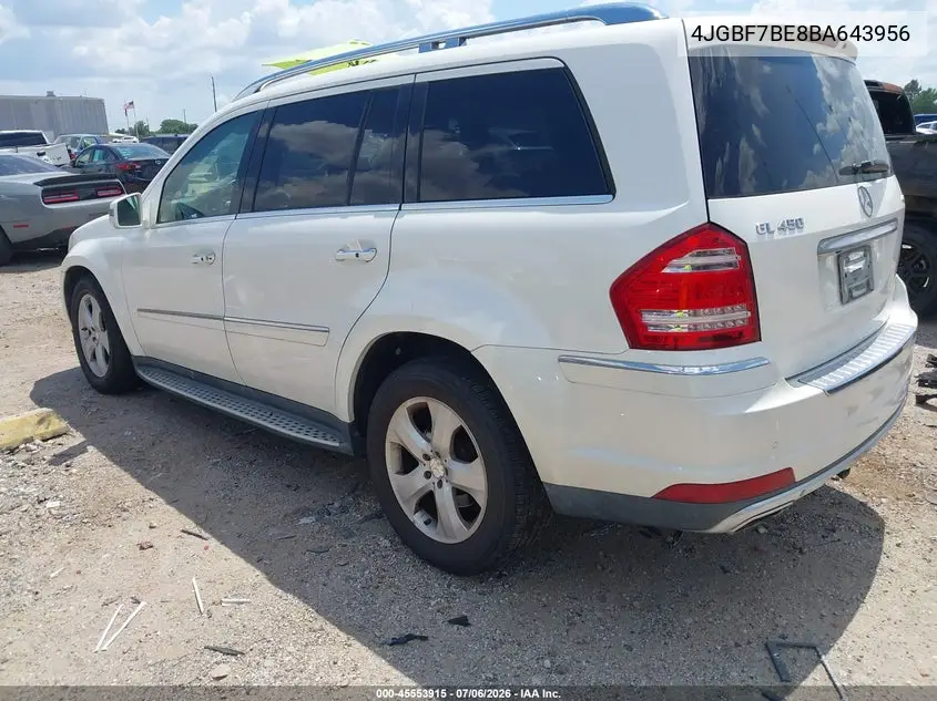 2011 Mercedes-Benz Gl 450 4Matic VIN: 4JGBF7BE8BA643956 Lot: 45553915
